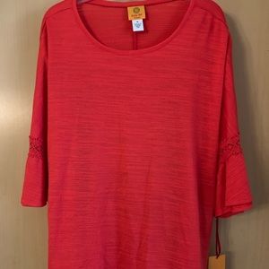 Ruby Rd. Poppy Ruffle Bell Sleeve Scoop Neck Top